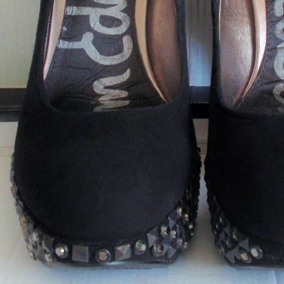 SAM EDELMAN YORK BLACK SUEDE STUDDED PUMP 7.5 - Picture 8 of 9